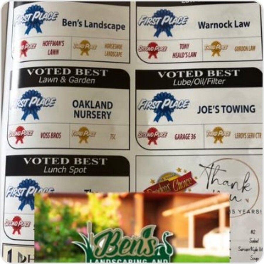 Ben's Landscaping voted best in Delaware County awards collage