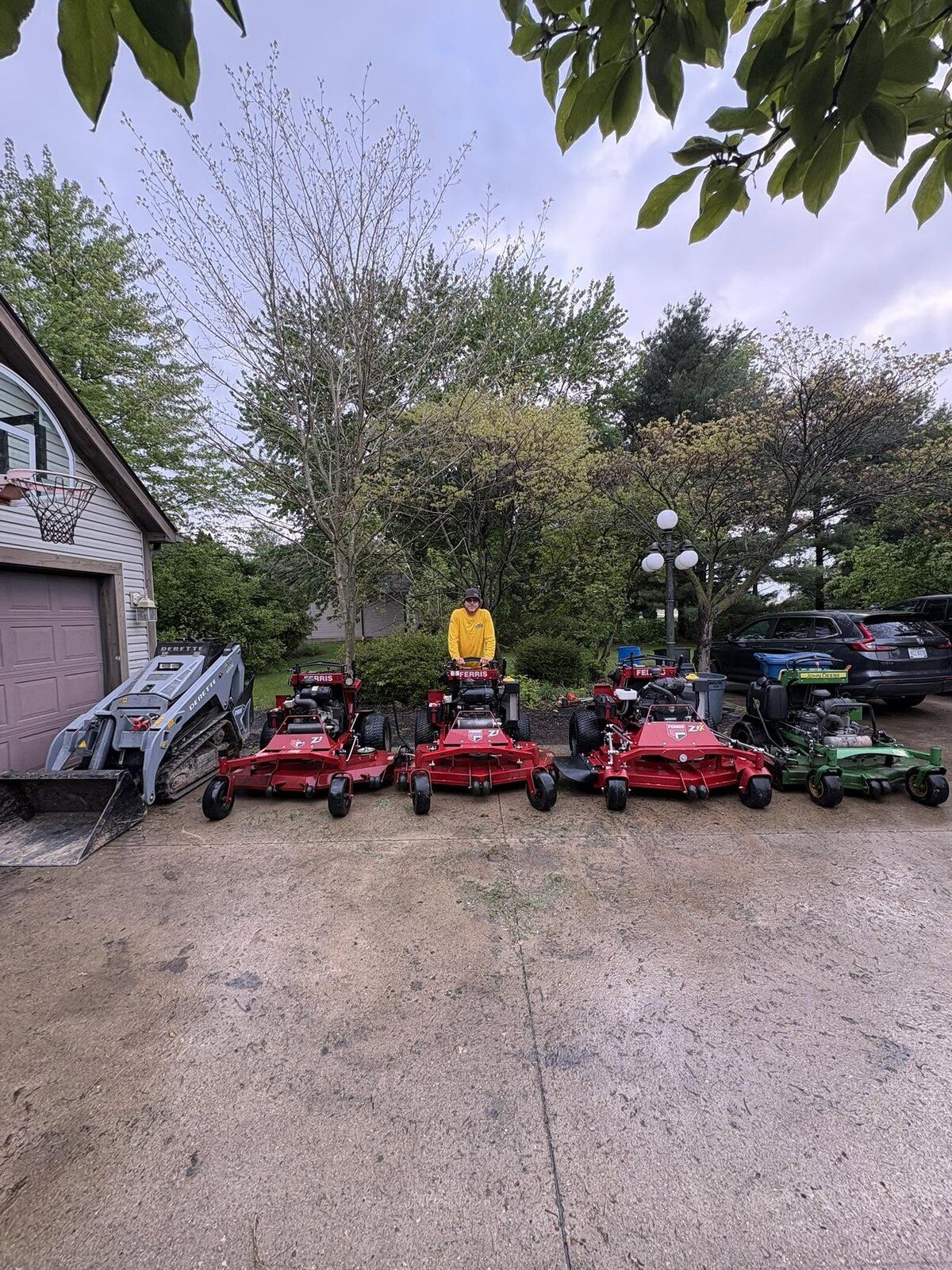 Ben's Landscaping crew equipment lined up and ready for a job