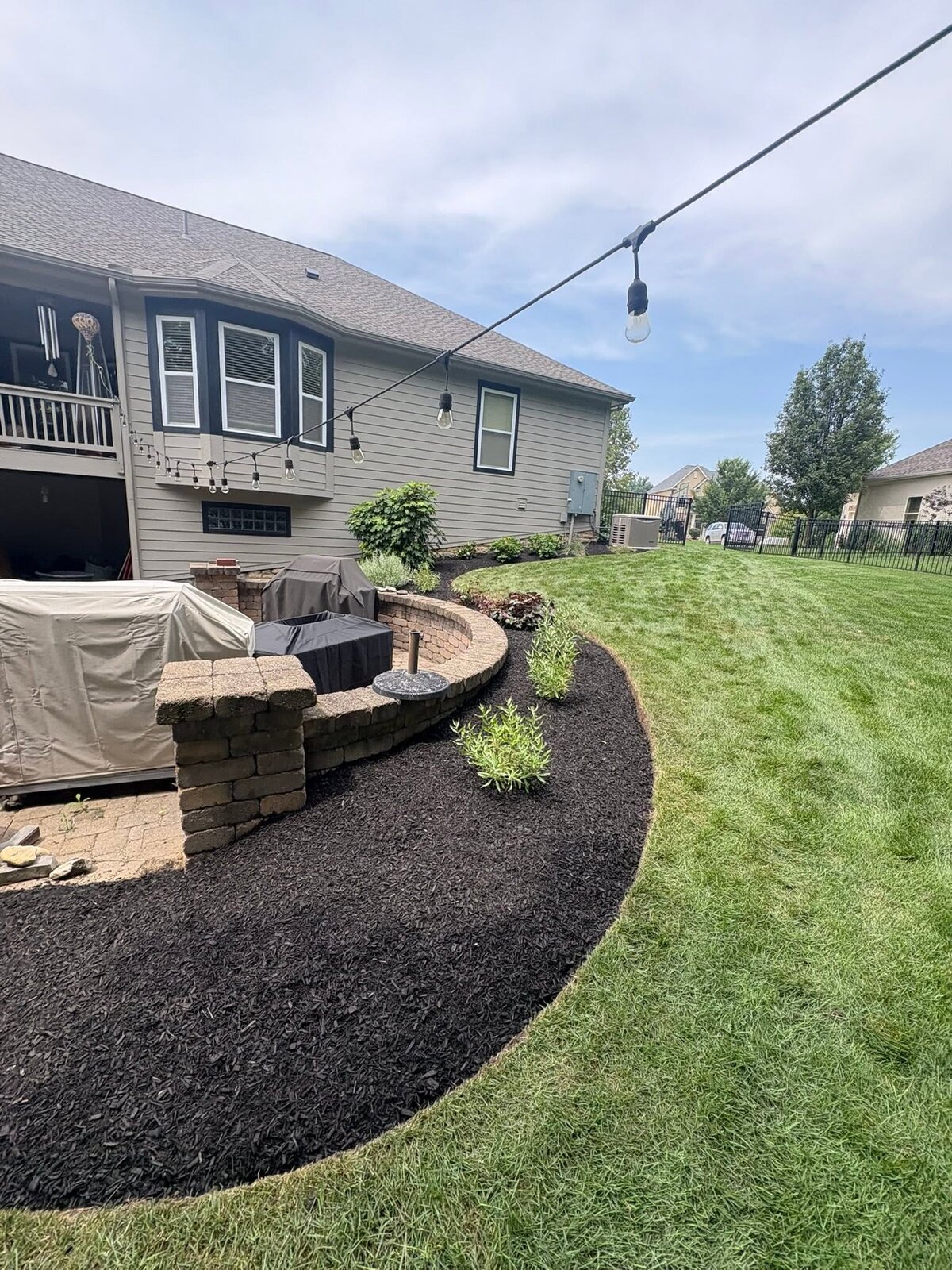 Stone fire-pit seating area