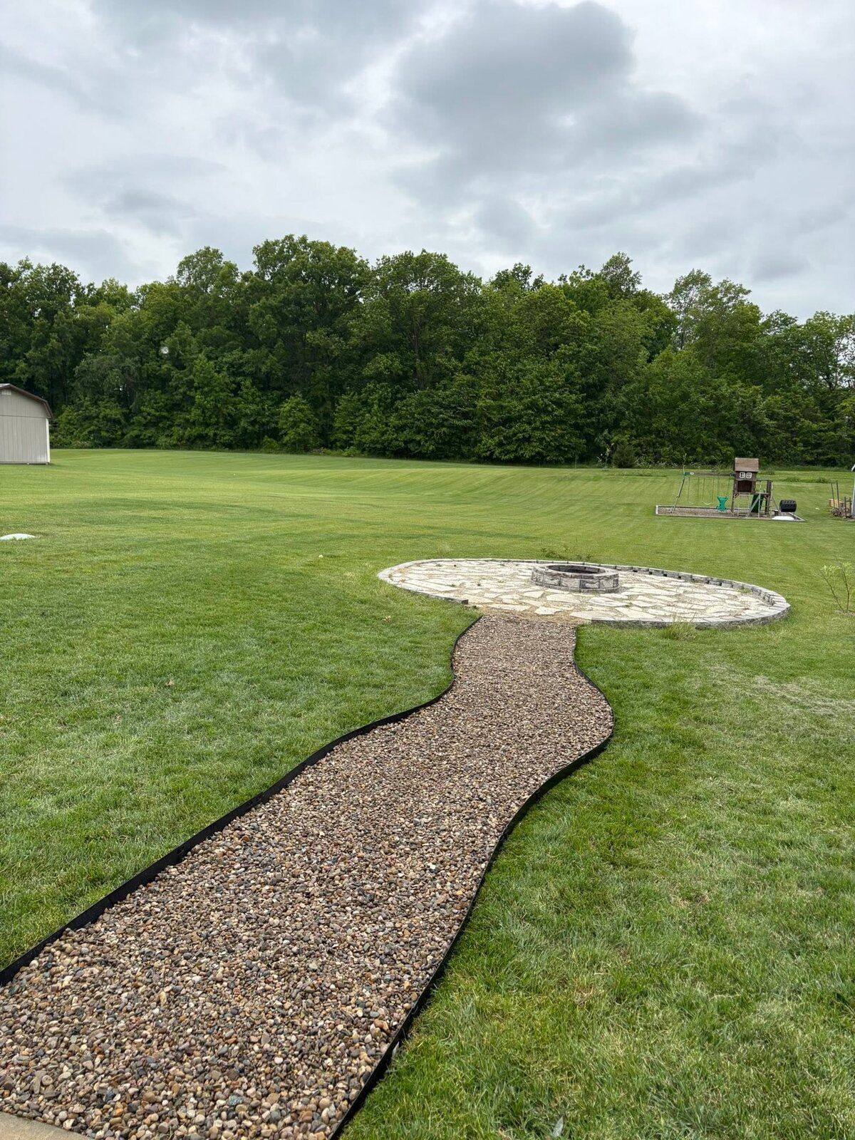 River-Rock Path & Fire Pit