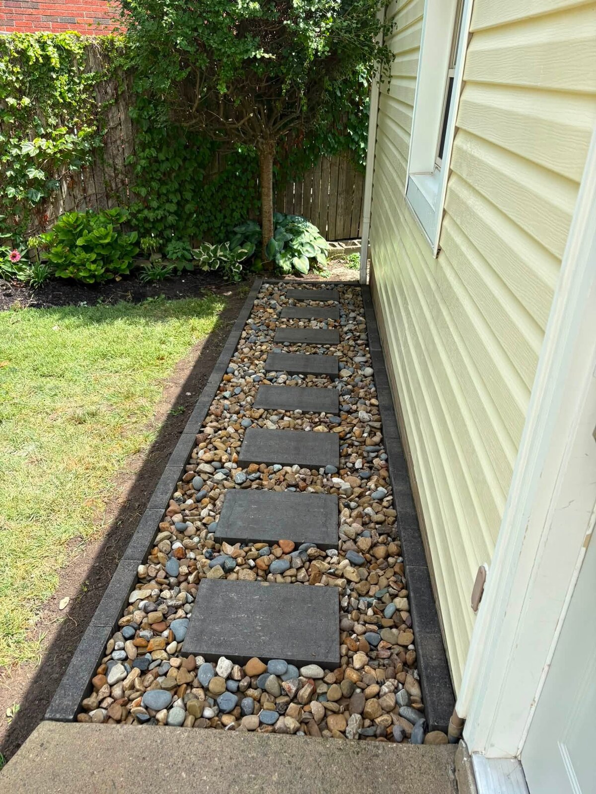 Paver & river-rock path